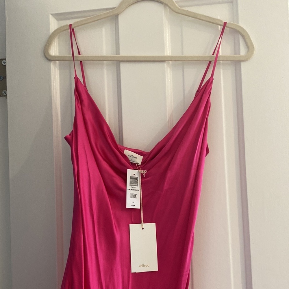 Aritzia Wilfred Fuchsia Only Rusched Slip Dress - image 5